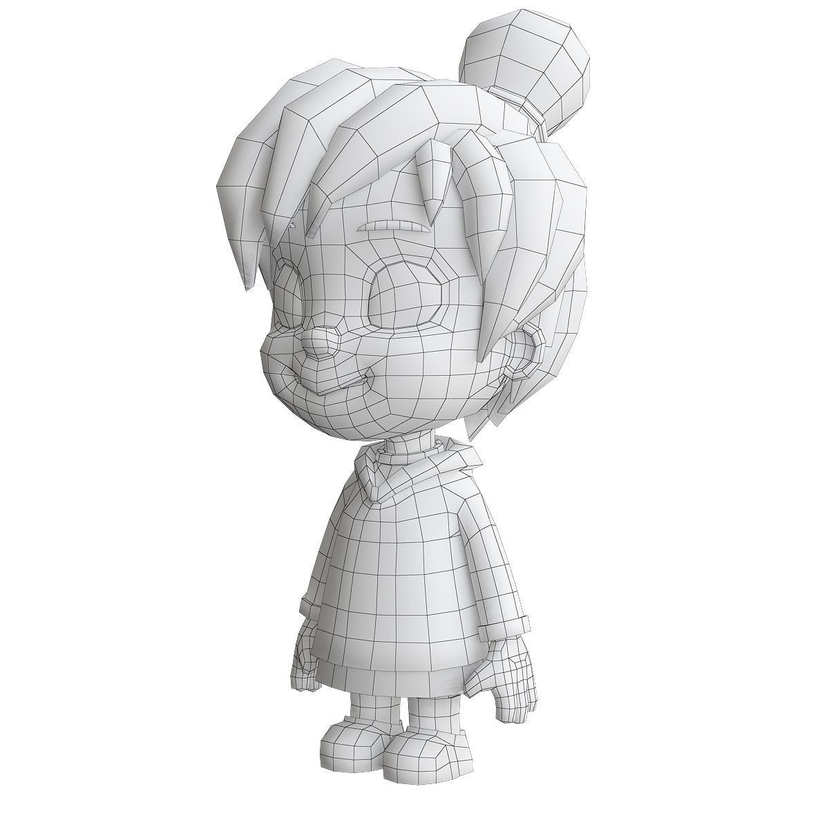Character Girl 3d model Low-poly 3D model_2