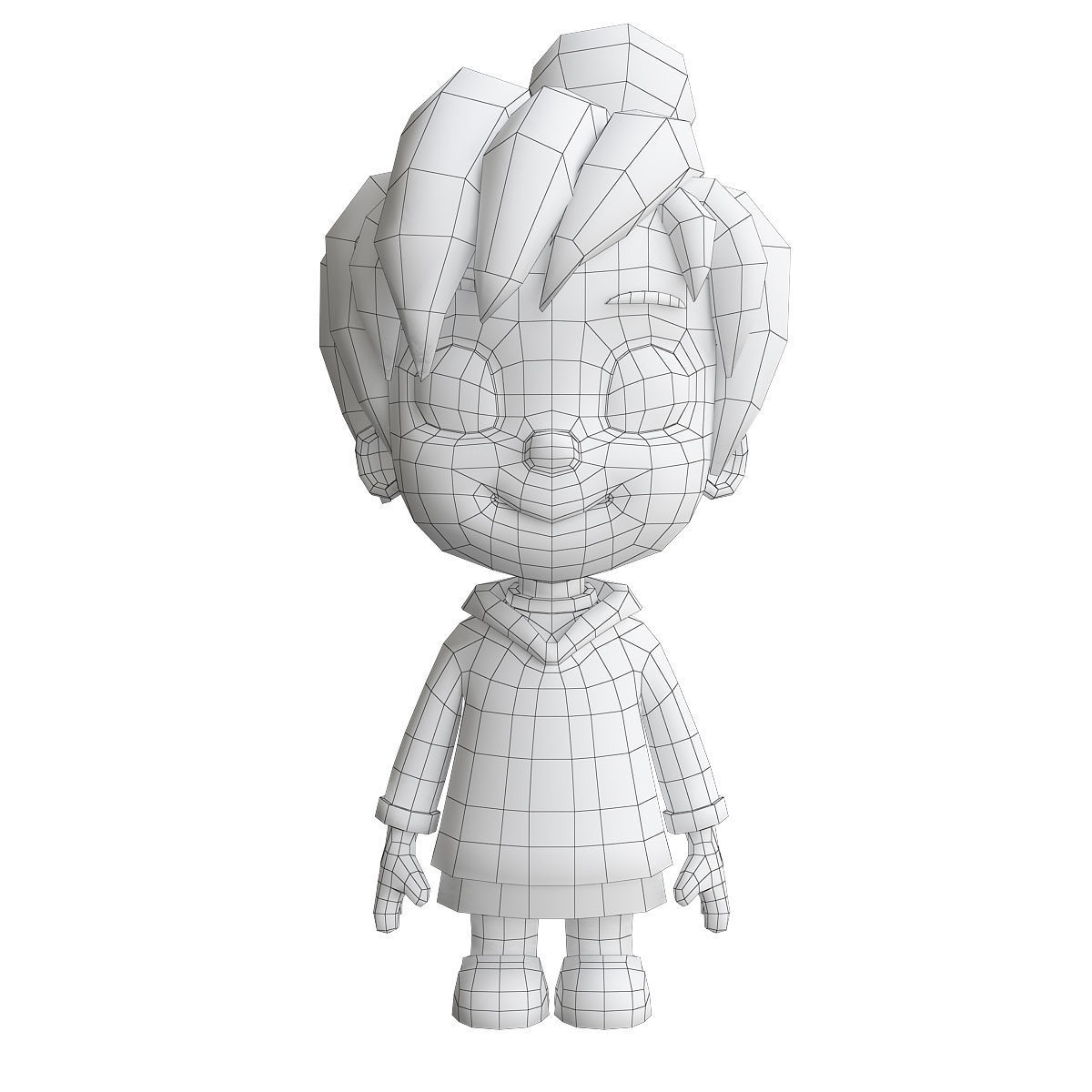 Character Girl 3d model Low-poly 3D model_3