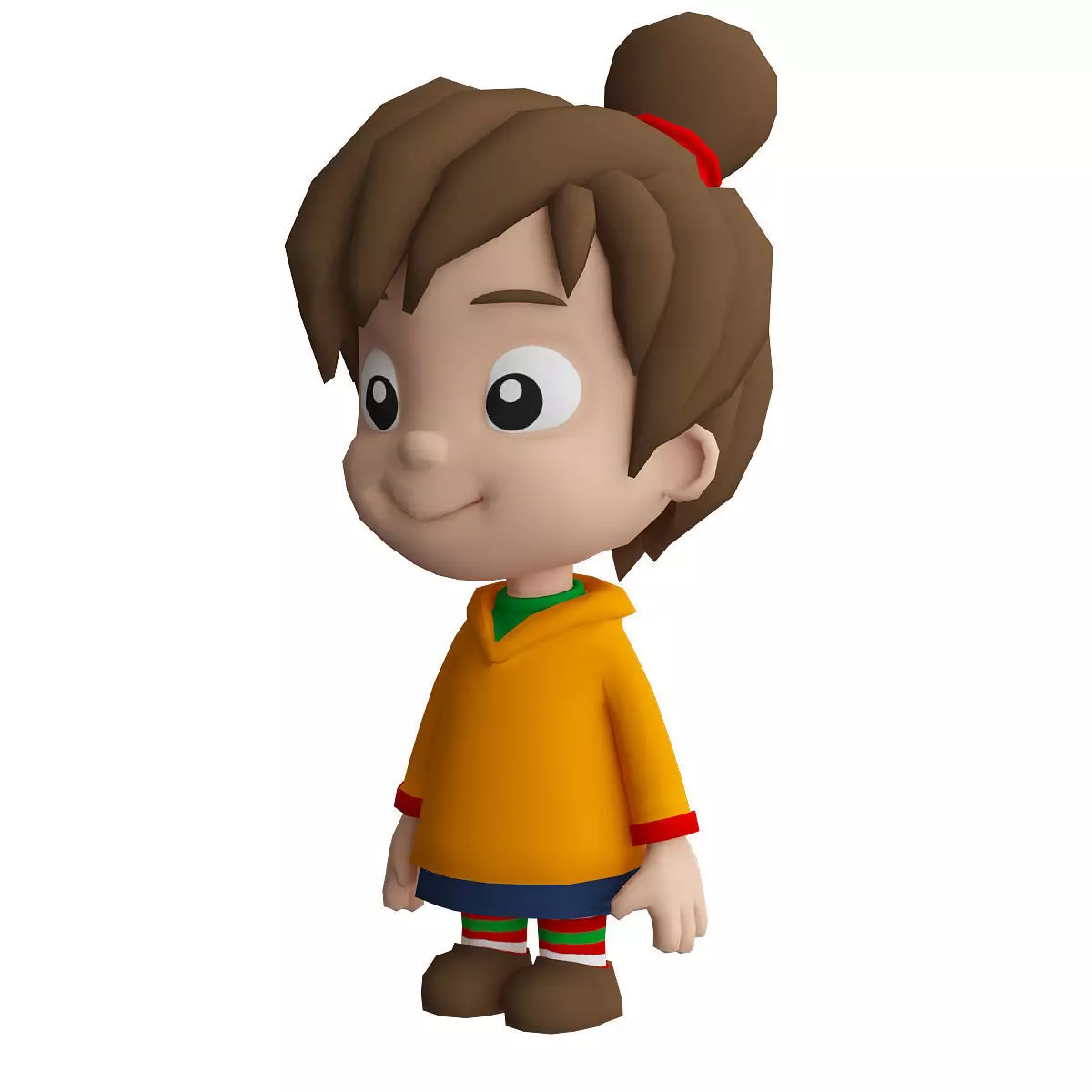 Character Girl 3d model Low-poly 3D model_0