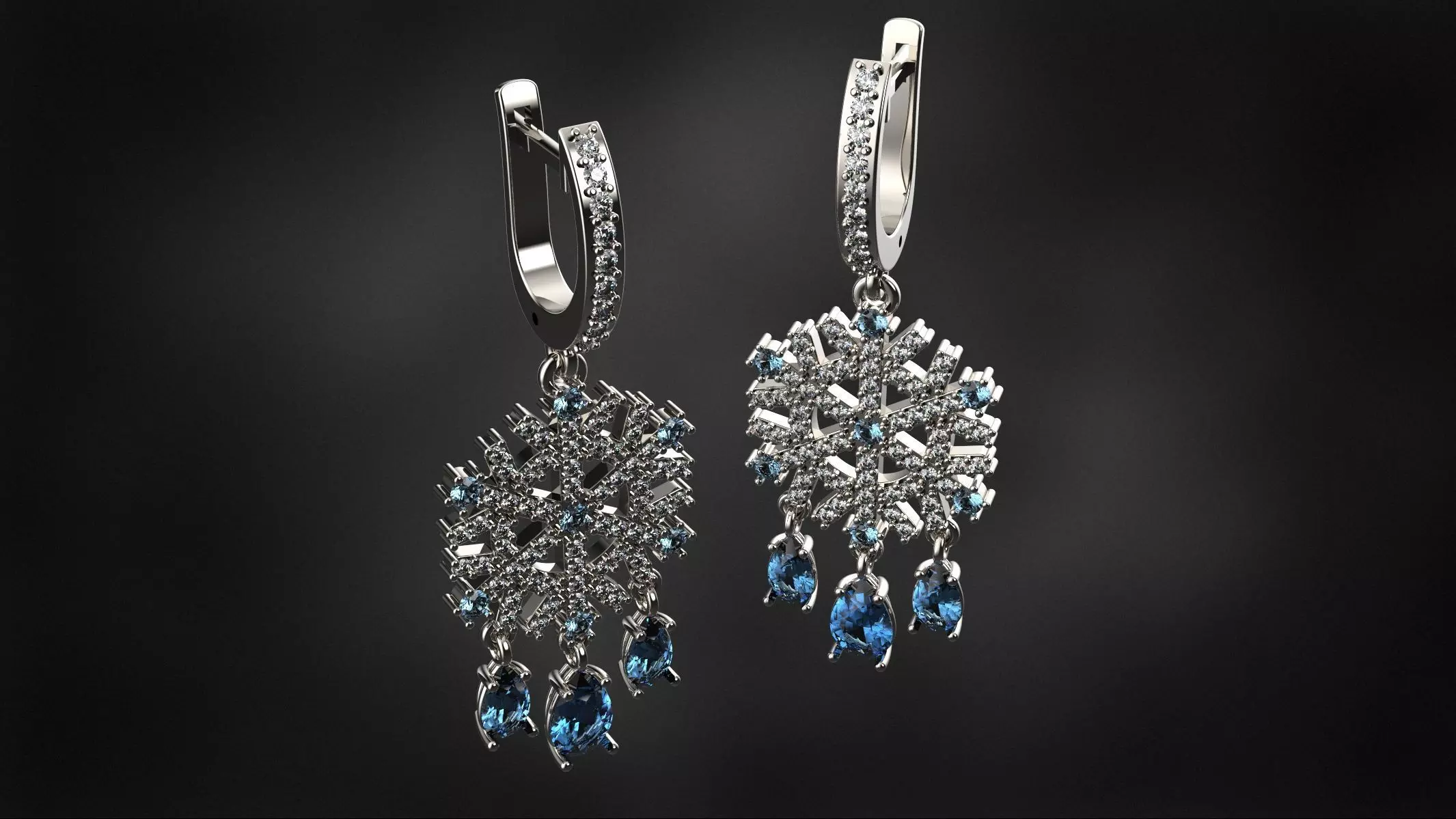 Earrings Snow 3D print model