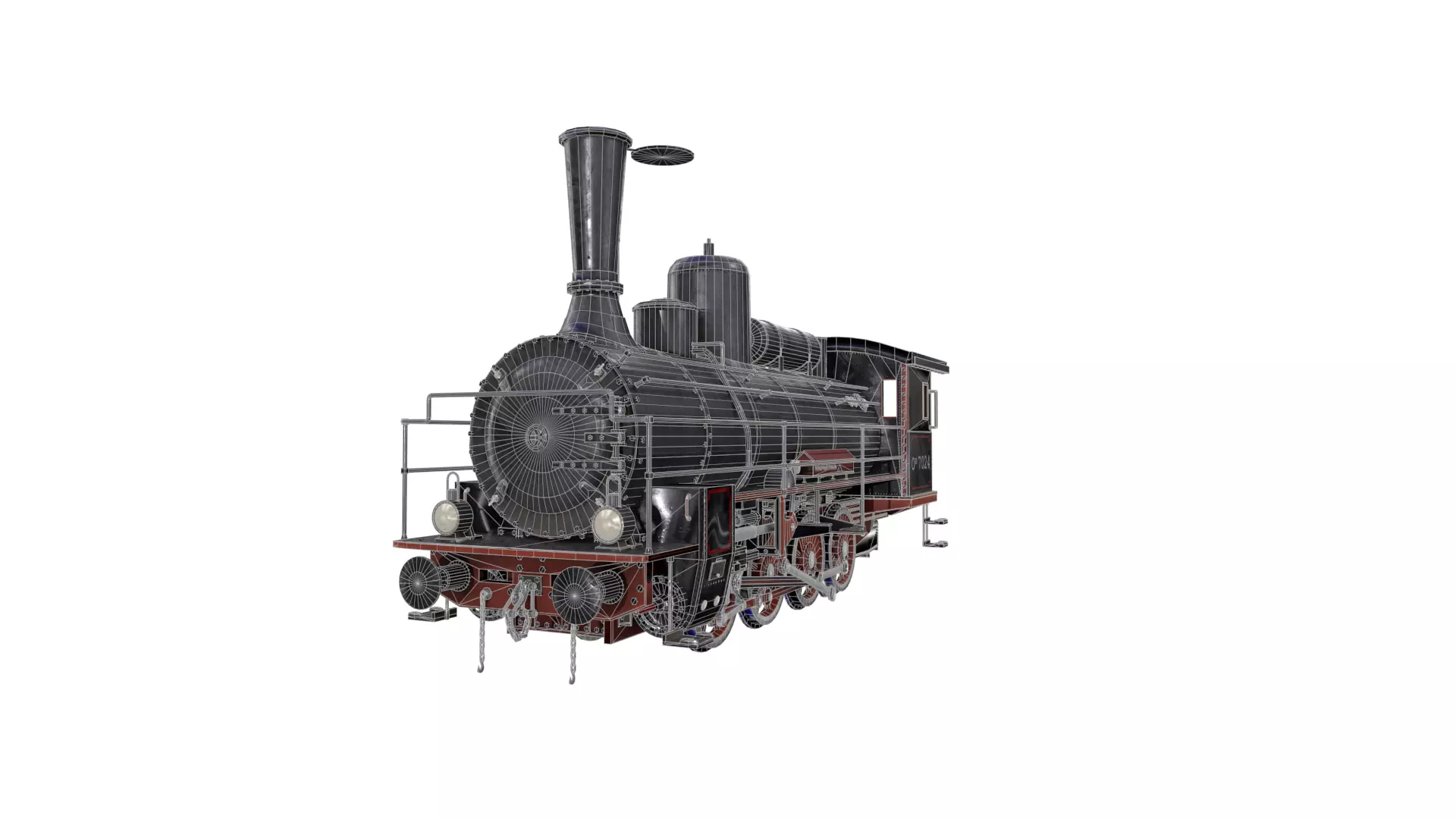 train locomotive Low-poly 3D model_0
