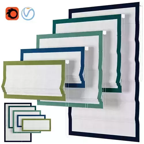 Roman Curtains 45 Loganova BLUE BORDER CHEVALLE DESIGN