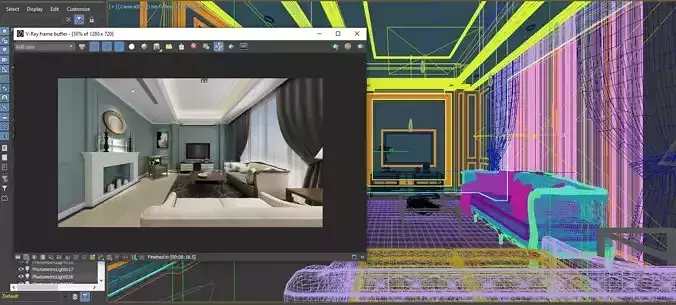 Interior Growth Animation by 3dsmax and vray Low-poly 3D model