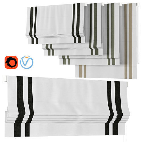Roman Curtains 48 Loganova BORDER DOUBLE STRIPES CHEVALLE RANGE 3D model