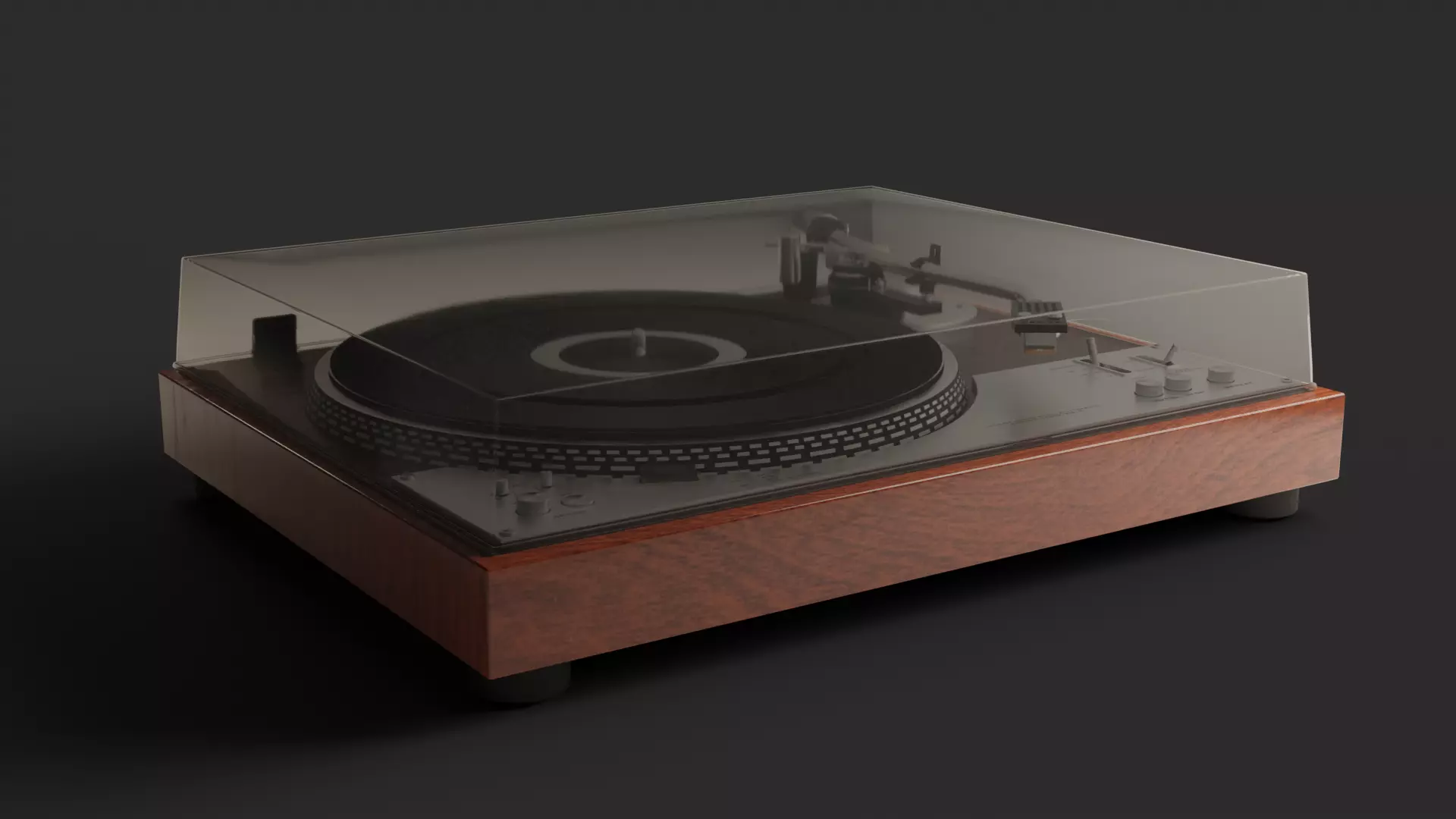 Vintage turntable 3D model_0