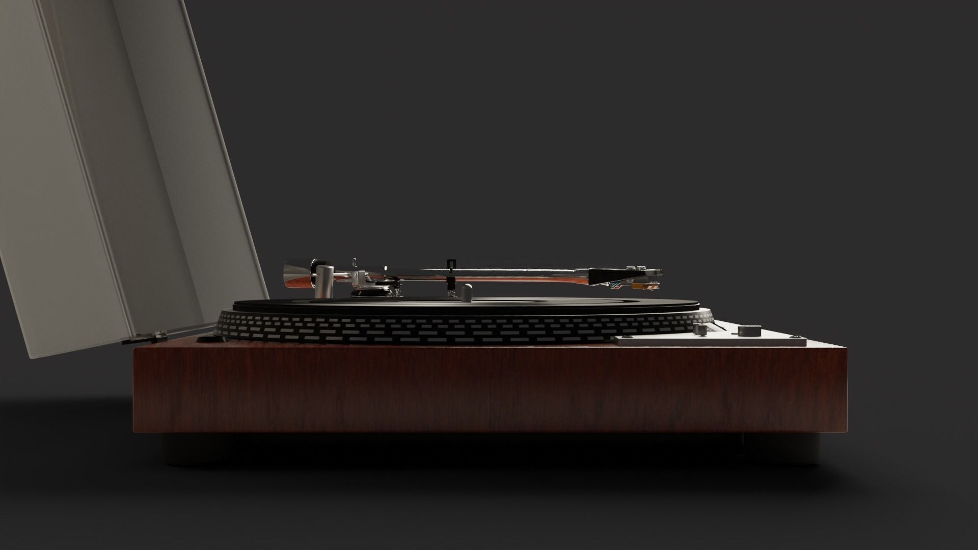 Vintage turntable 3D model_4