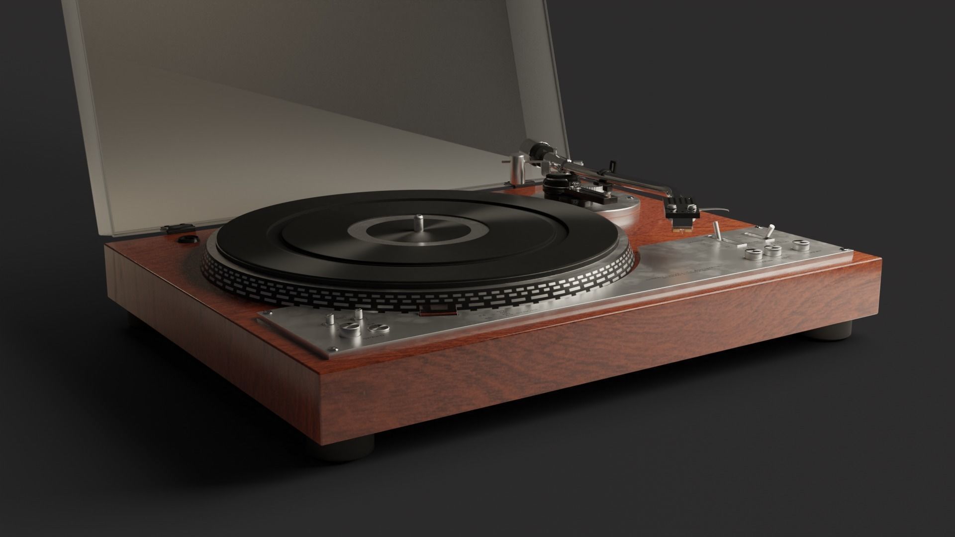 Vintage turntable 3D model_1