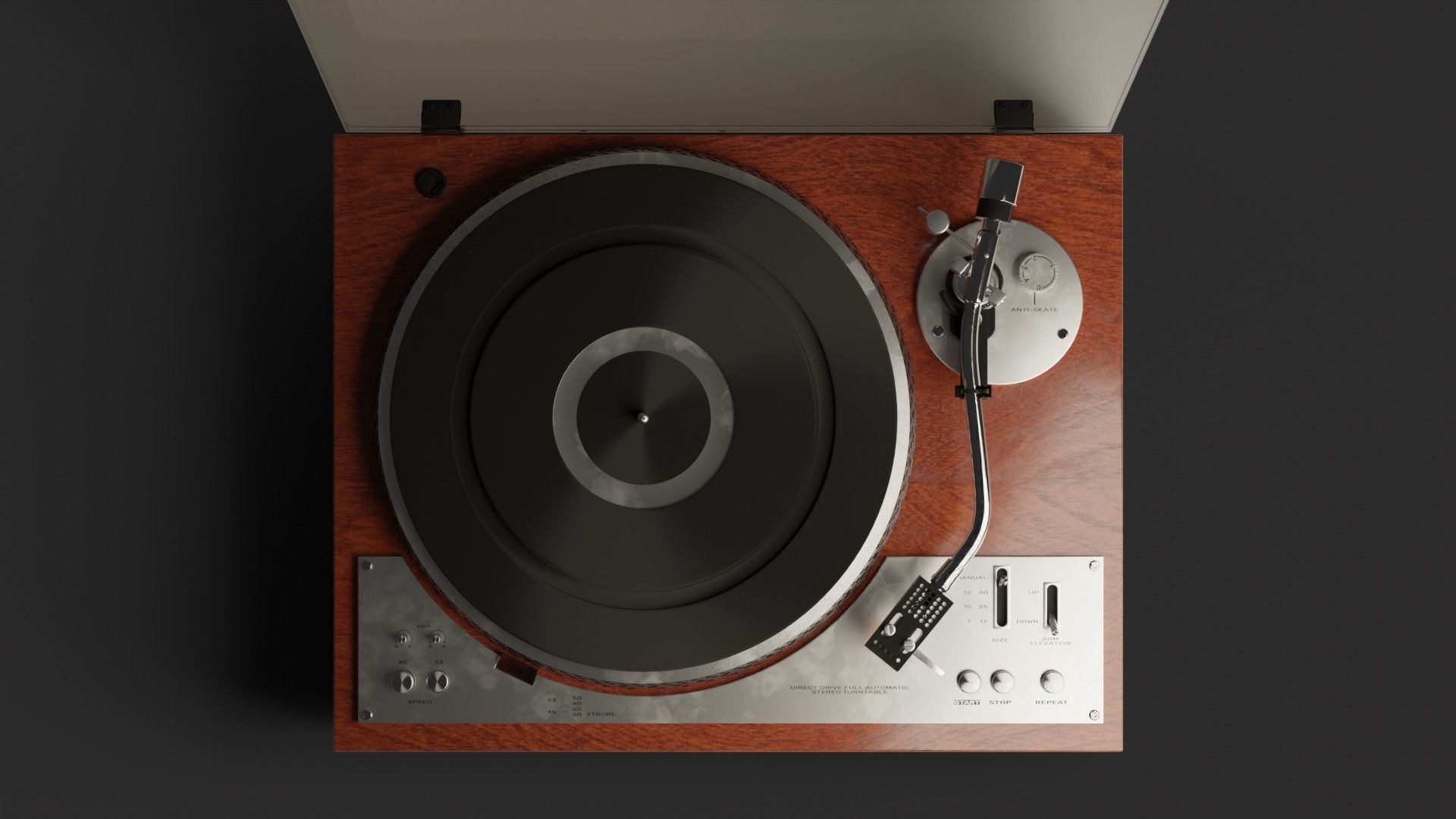 Vintage turntable 3D model_2
