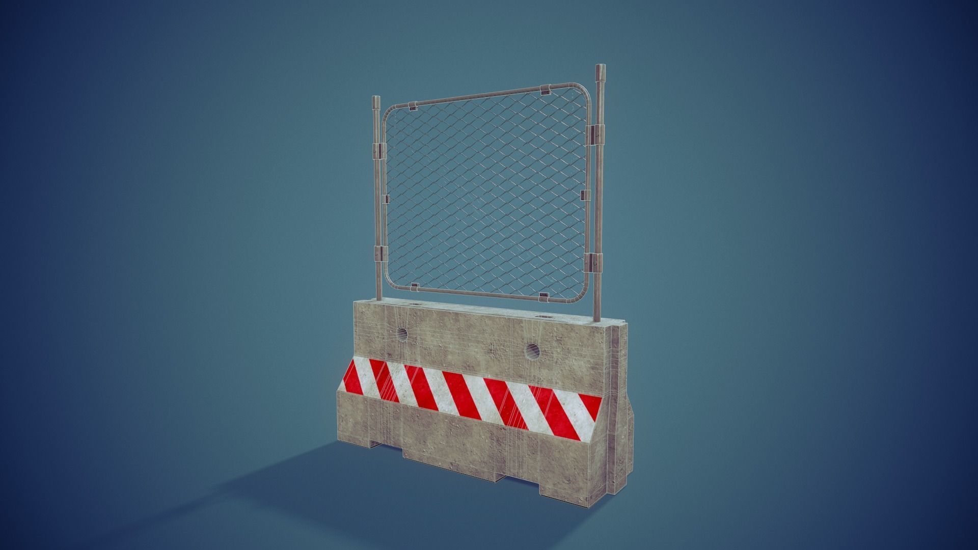 Concrete Barricade  - Tutorial Included  Low-poly 3D model_3