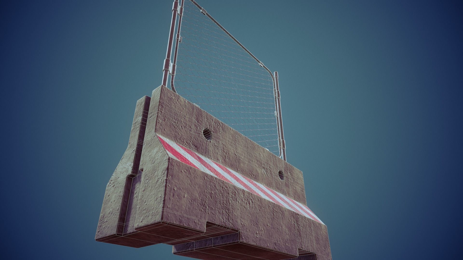 Concrete Barricade  - Tutorial Included  Low-poly 3D model_11
