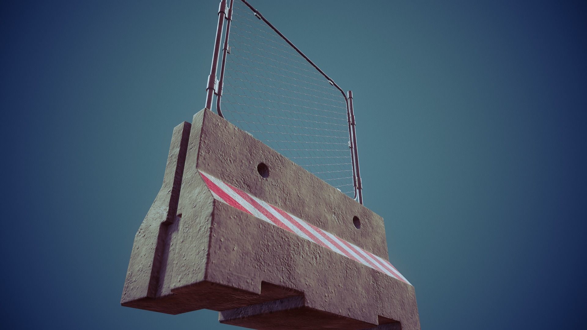 Concrete Barricade  - Tutorial Included  Low-poly 3D model_10