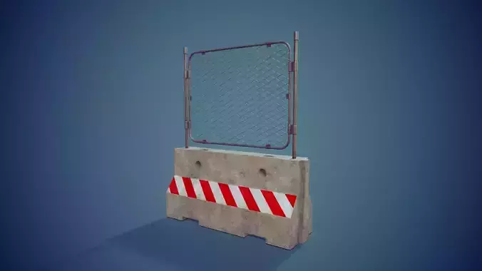 Concrete Barricade  - Tutorial Included  Low-poly 3D model