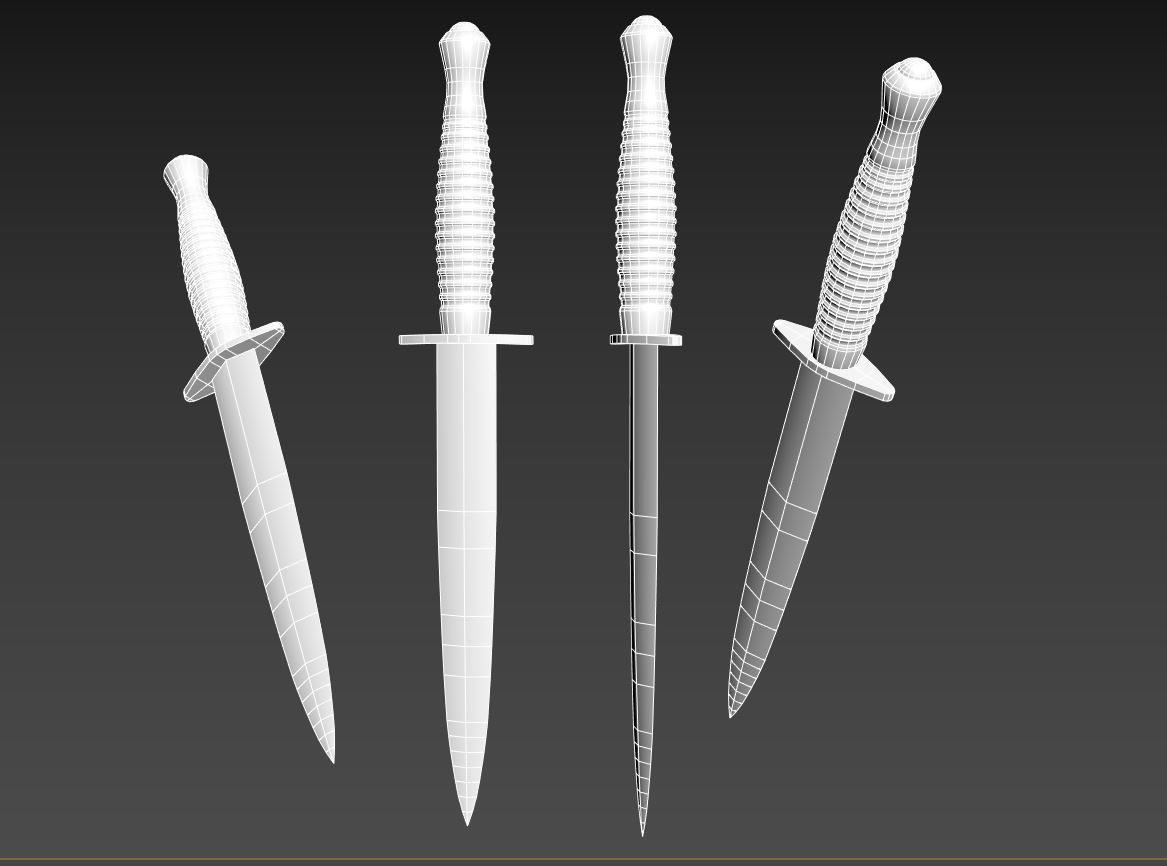 Fairbairn Sykes fighting knife Free low-poly 3D model_6