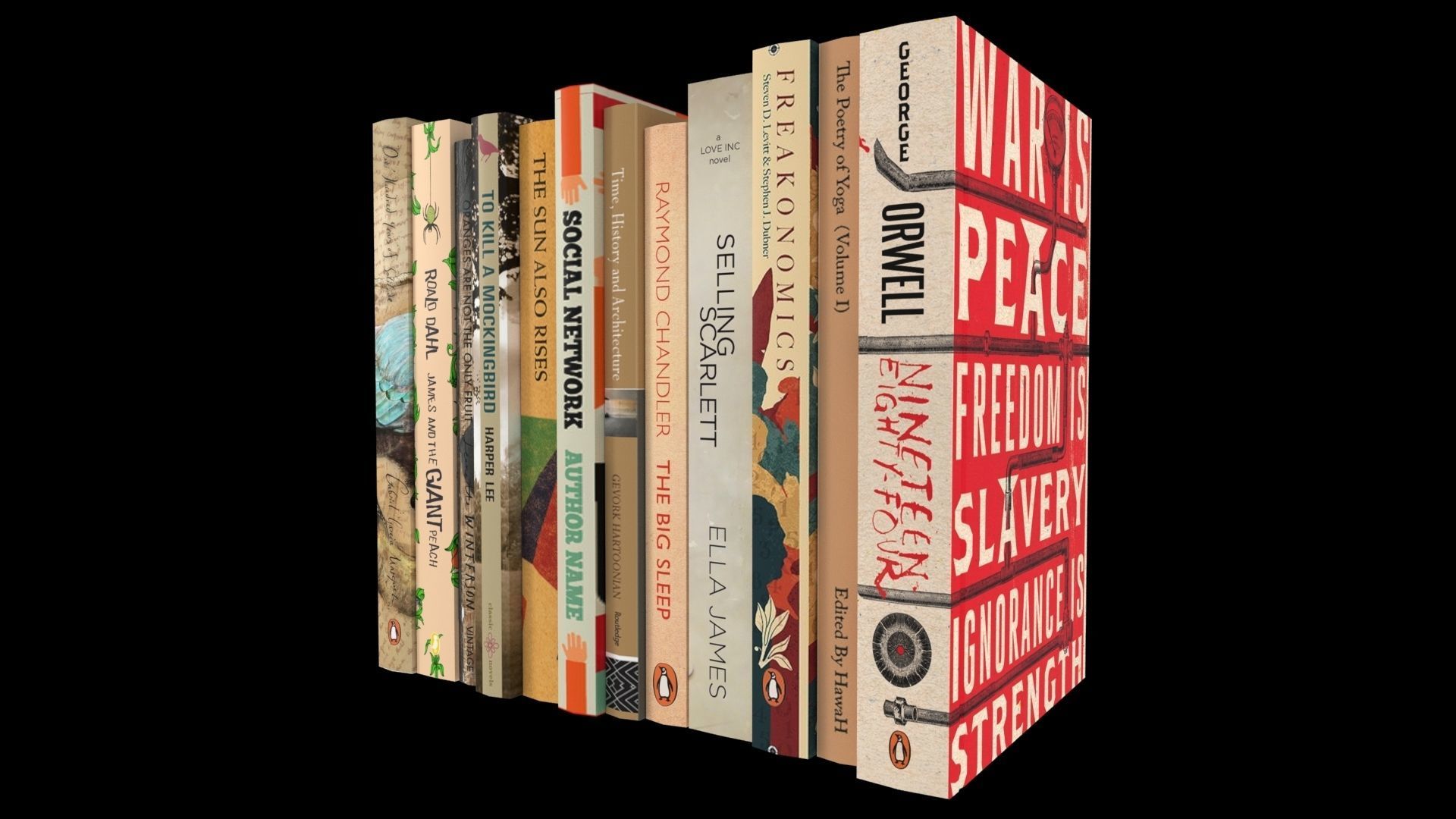 12 hardcover beige books 3D model_1