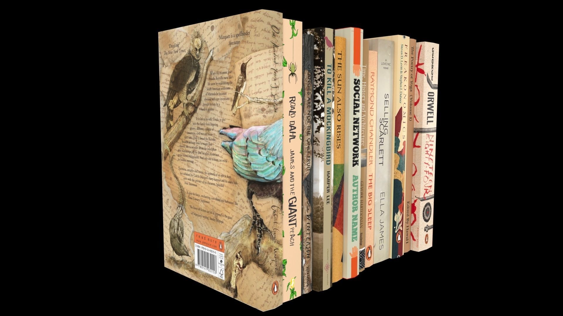 12 hardcover beige books 3D model_2