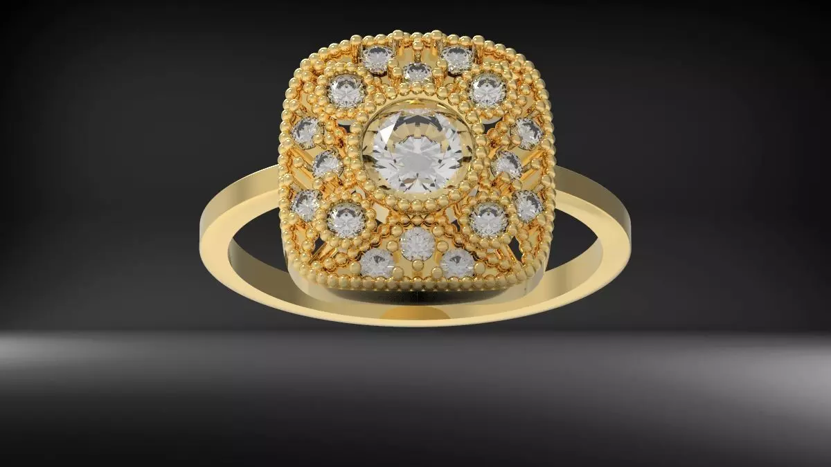 Geometric patterned - Vintage Ring 3D print model_0