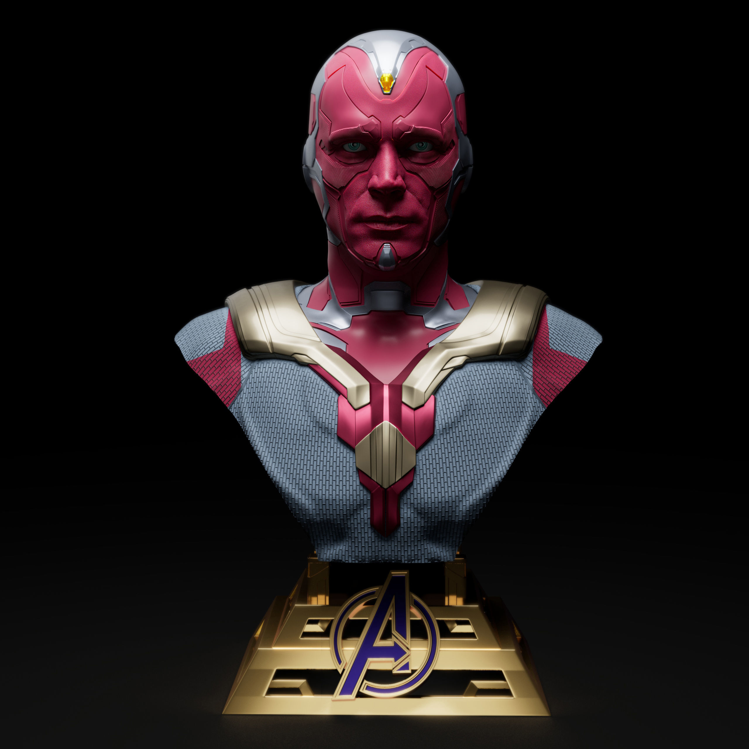 Vision Avengers Bust 3D print model_2