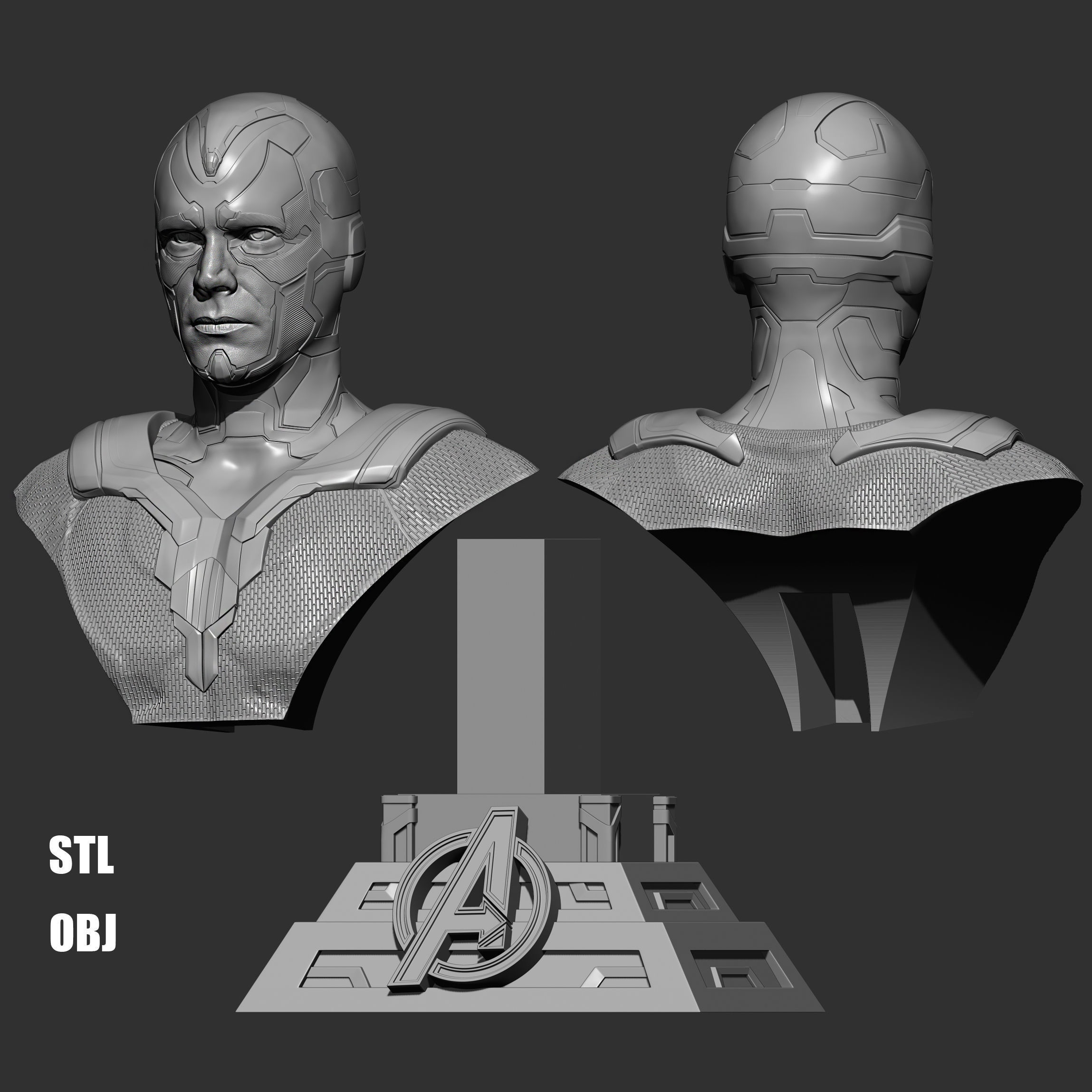 Vision Avengers Bust 3D print model_5