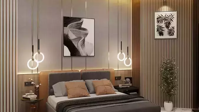 Bedroom modern with walls and furniture