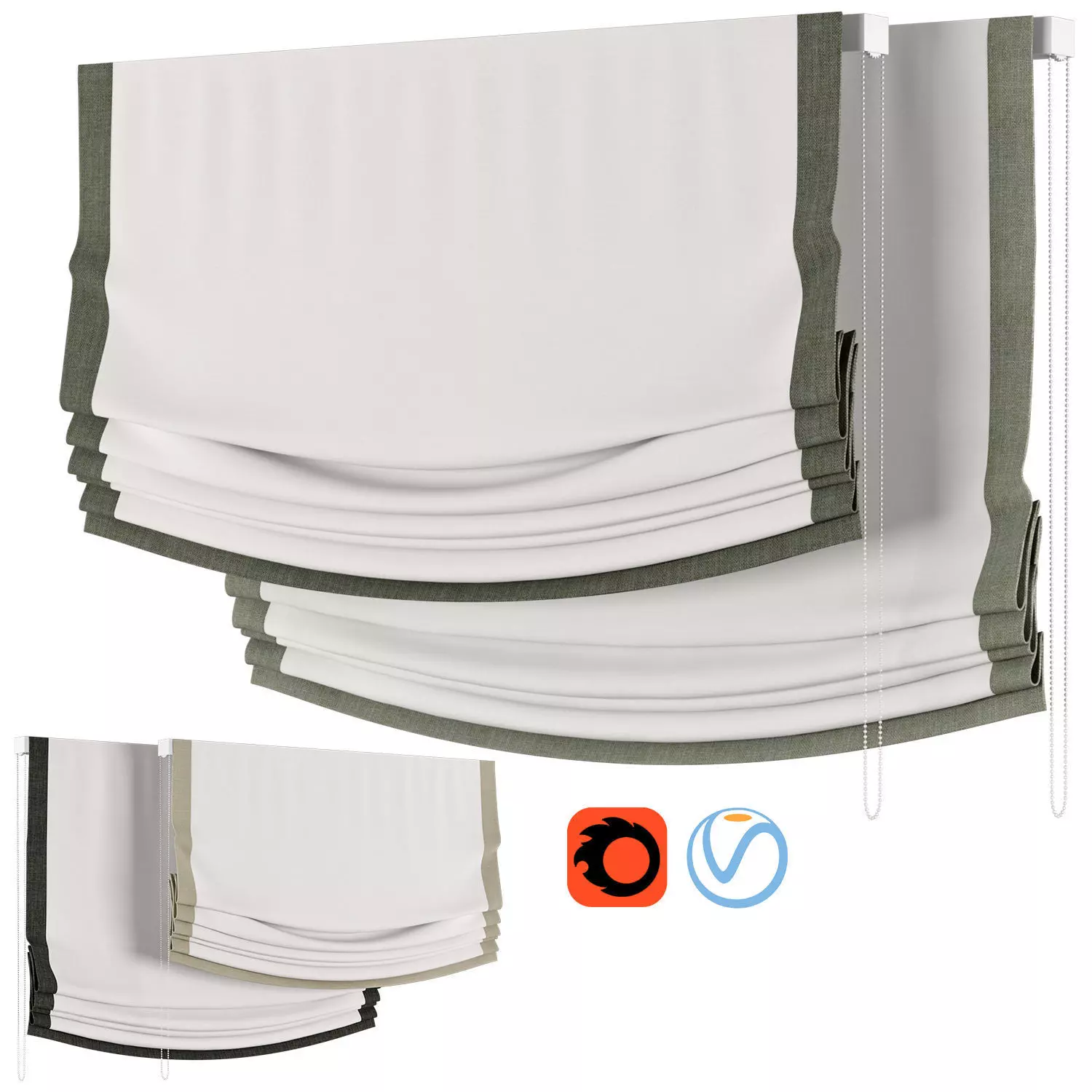 Roman Curtains 53 Etsy Relaxed Roman Shade 3D model