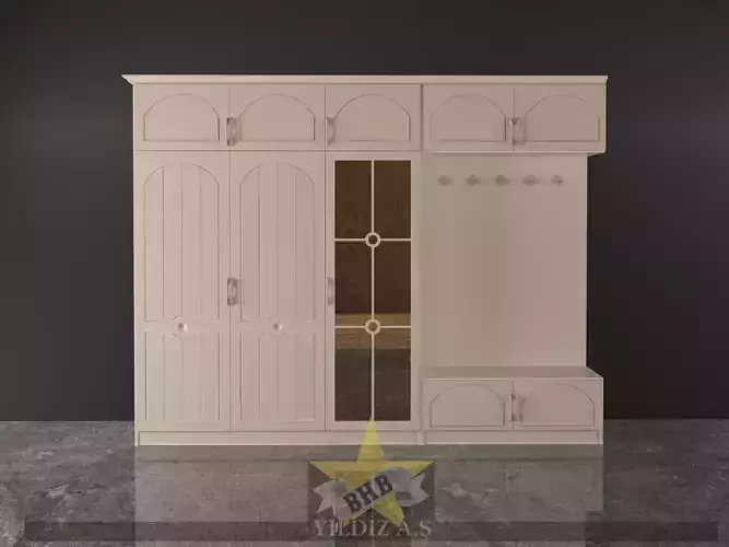 CLOAKROOM wardrobe with doors and drawers Low-poly 3D model