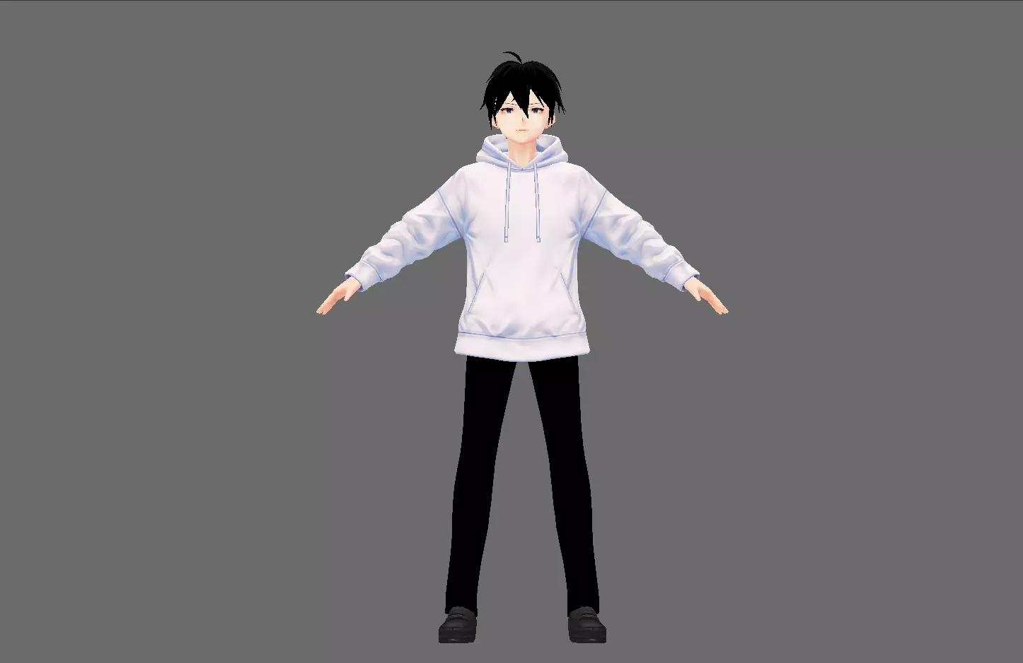 anime boy Low-poly 3D model_0