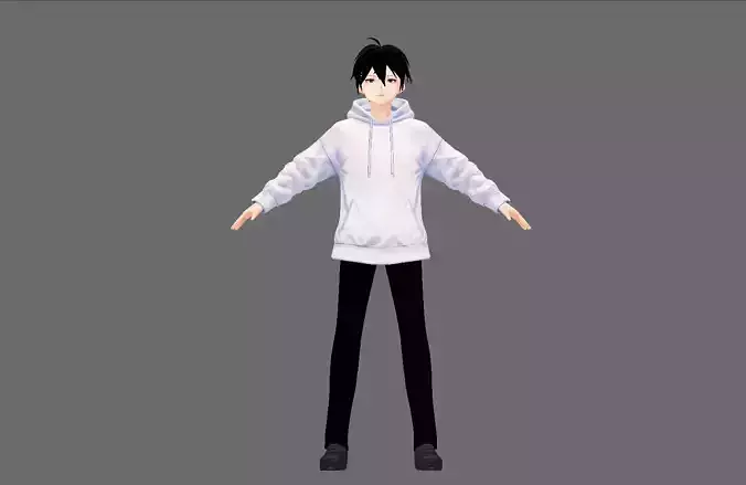 anime boy Low-poly 3D model