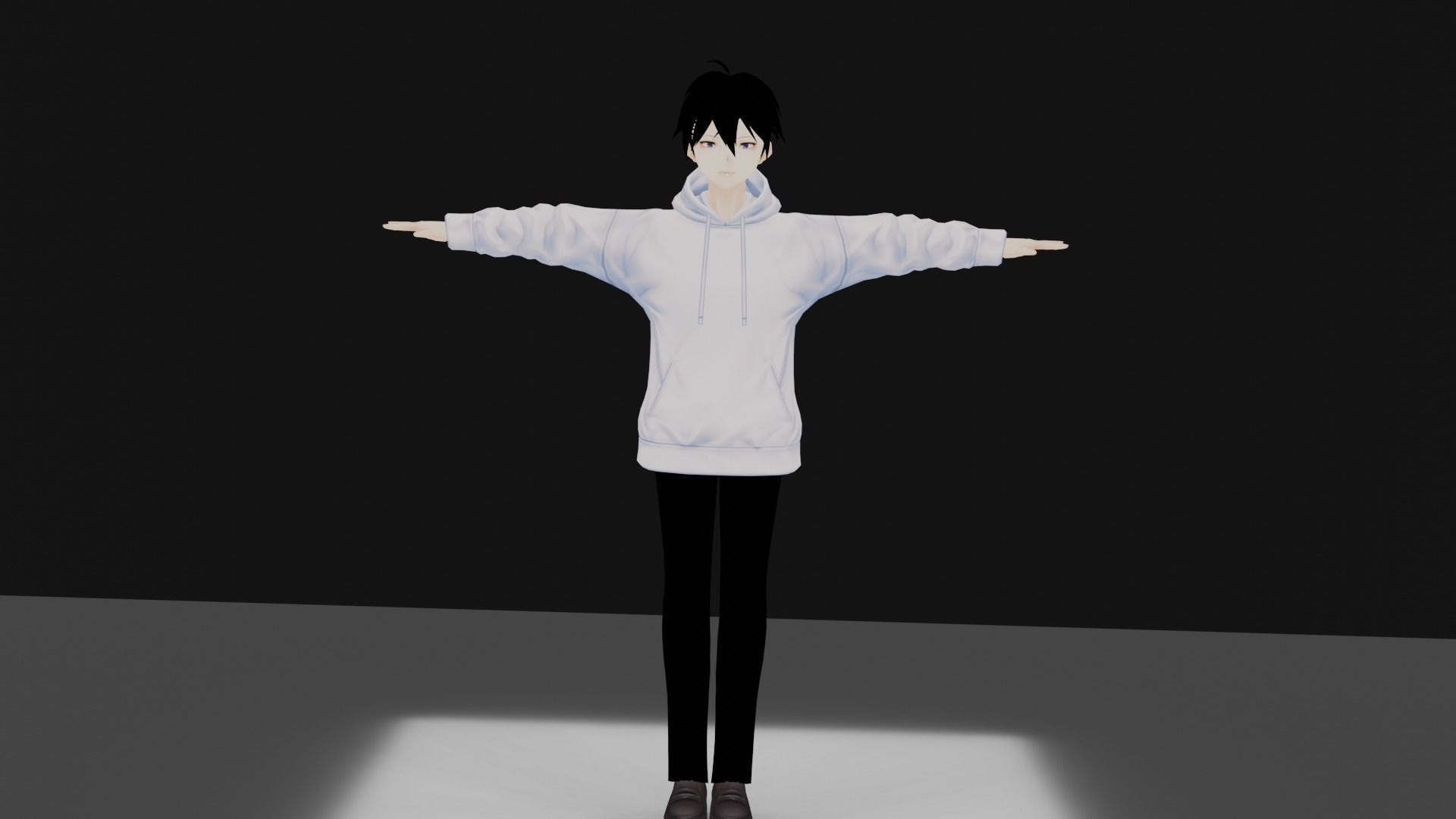 anime boy Low-poly 3D model_1
