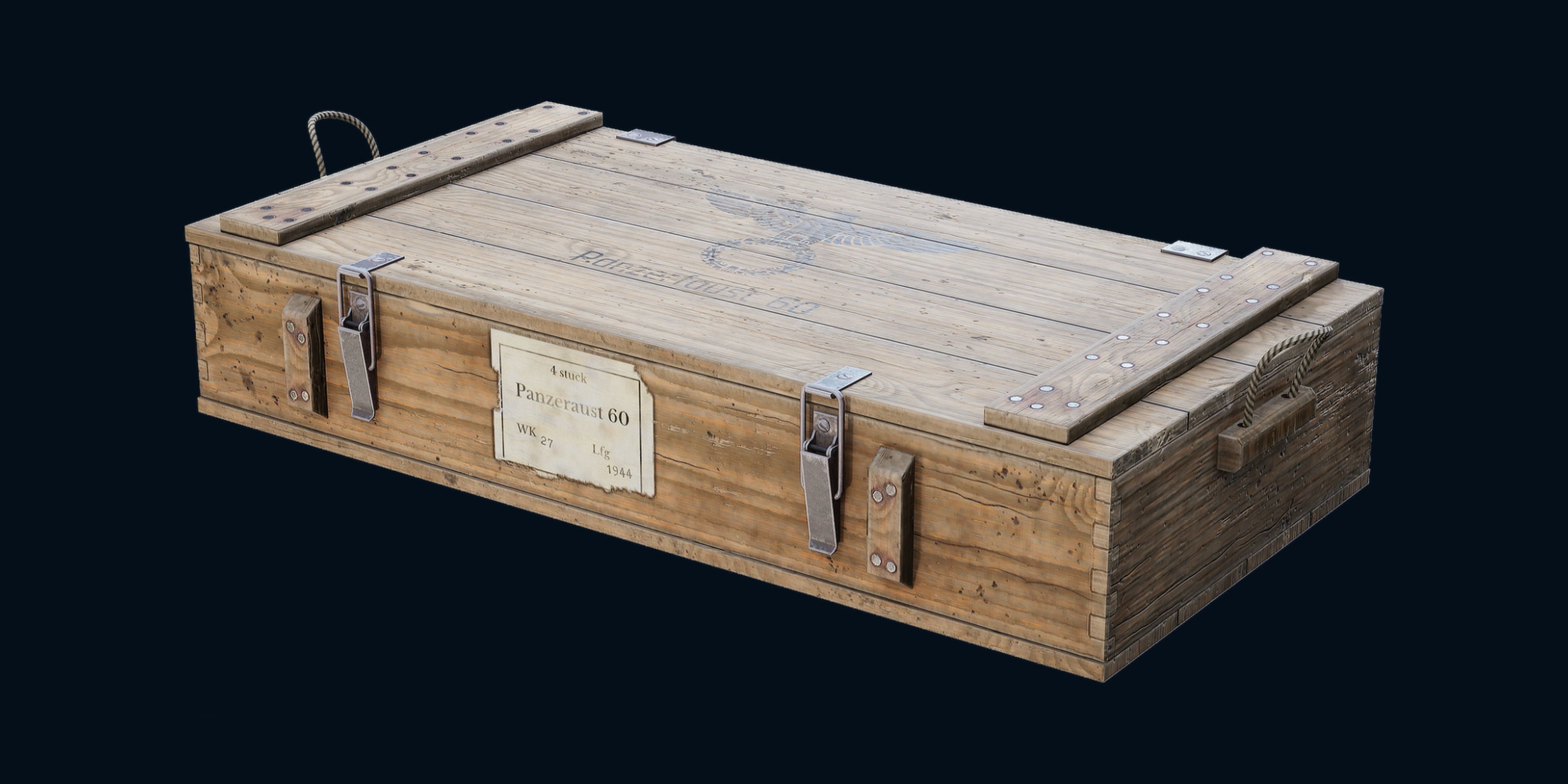 Panzerfaust and box Low-poly 3D model_1