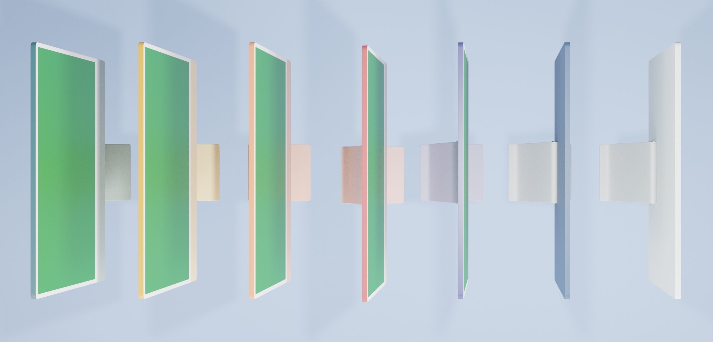 set of modern design desktop computer set in many color 3D model_5