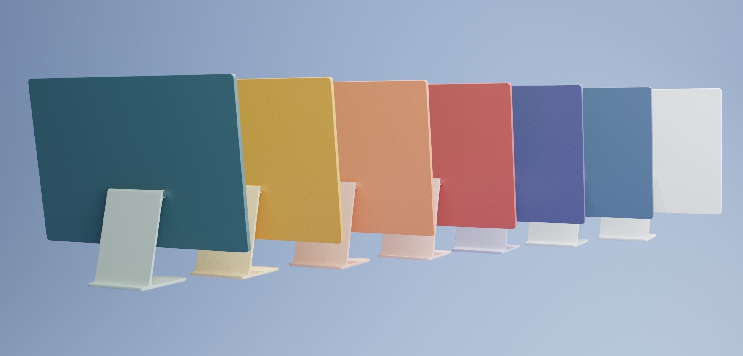 set of modern design desktop computer set in many color 3D model_3