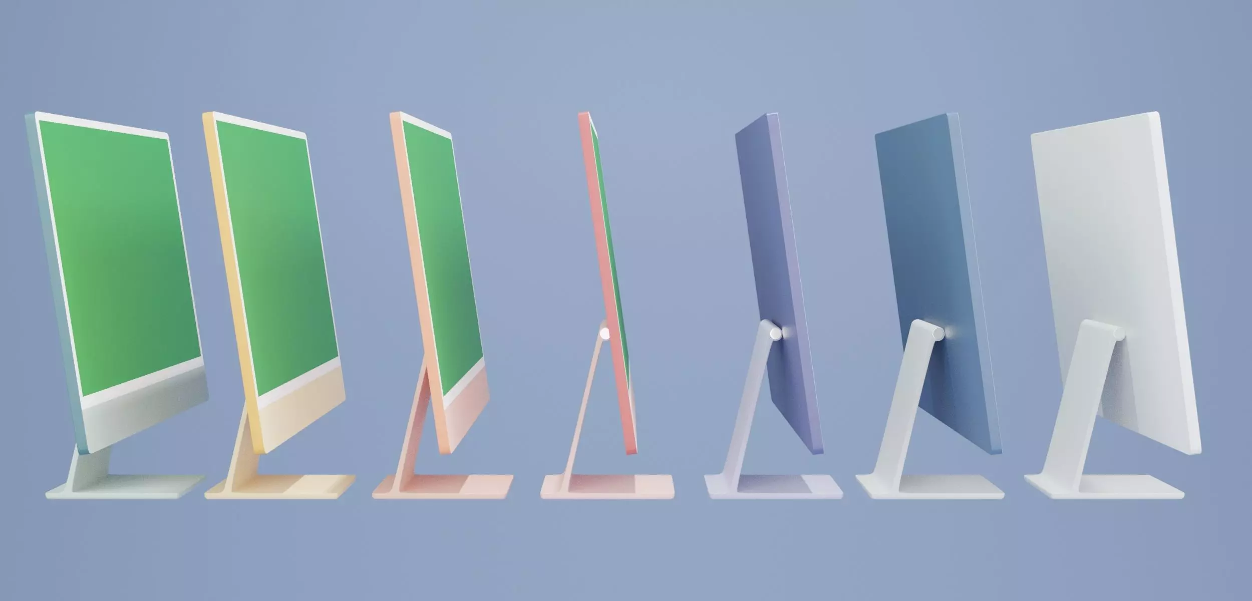 set of modern design desktop computer set in many color 3D model_0