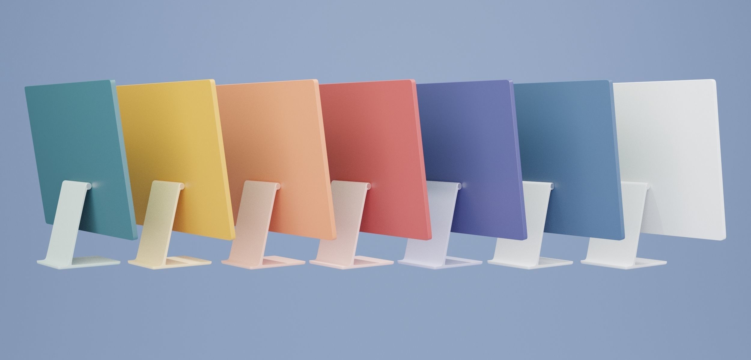 set of modern design desktop computer set in many color 3D model_2