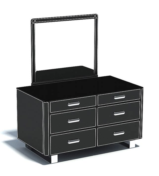 Black Modern Chest Of Drawers 3D model CGTrader