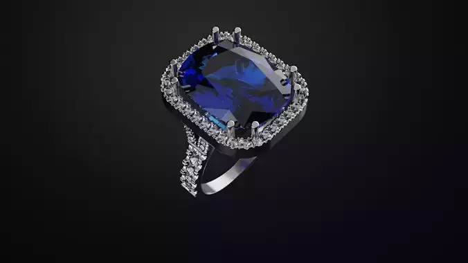Ring with sapphire and diamonds