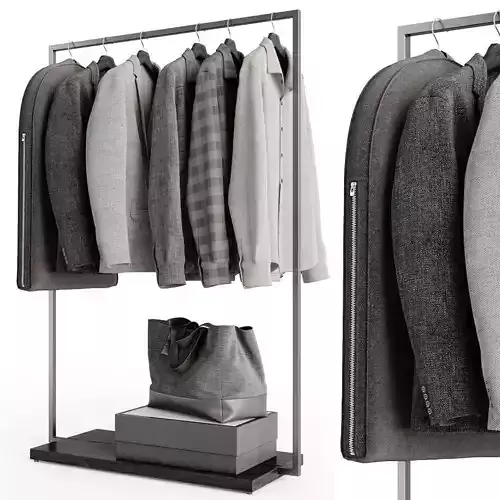 Rack with clothes 01 3D model