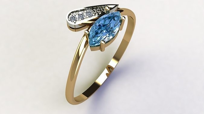 Ring with diamonds und2332 3D print model
