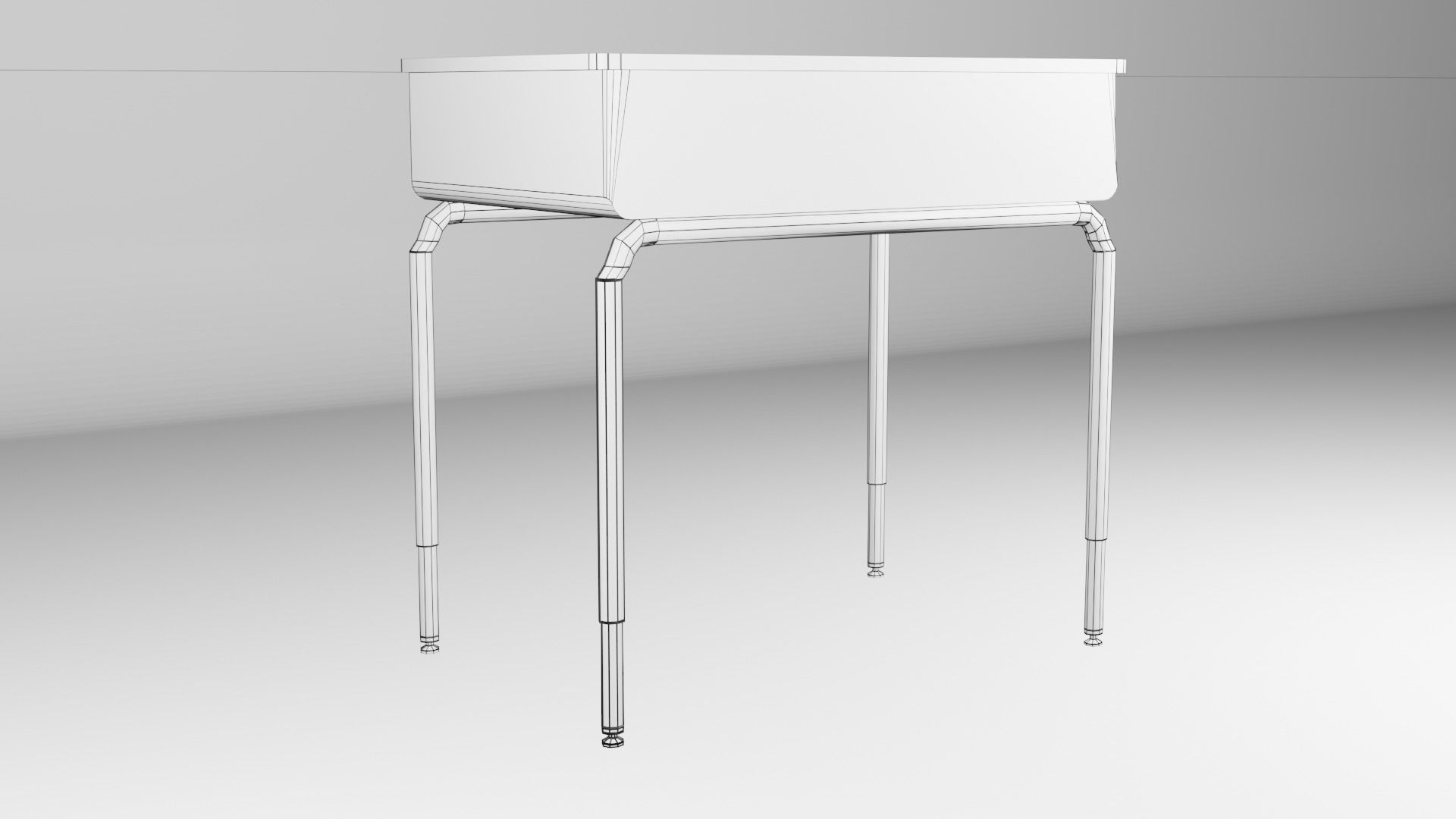 School Table Low-poly 3D model_7