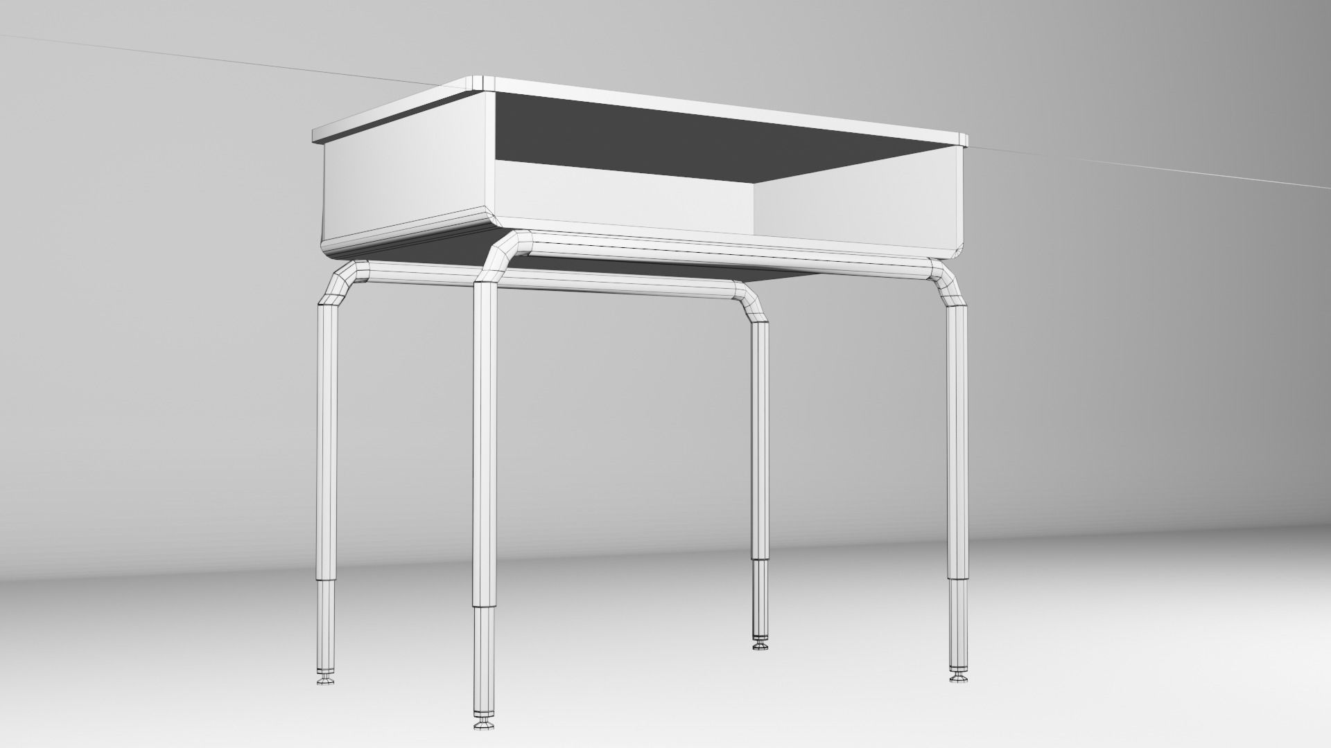 School Table Low-poly 3D model_6