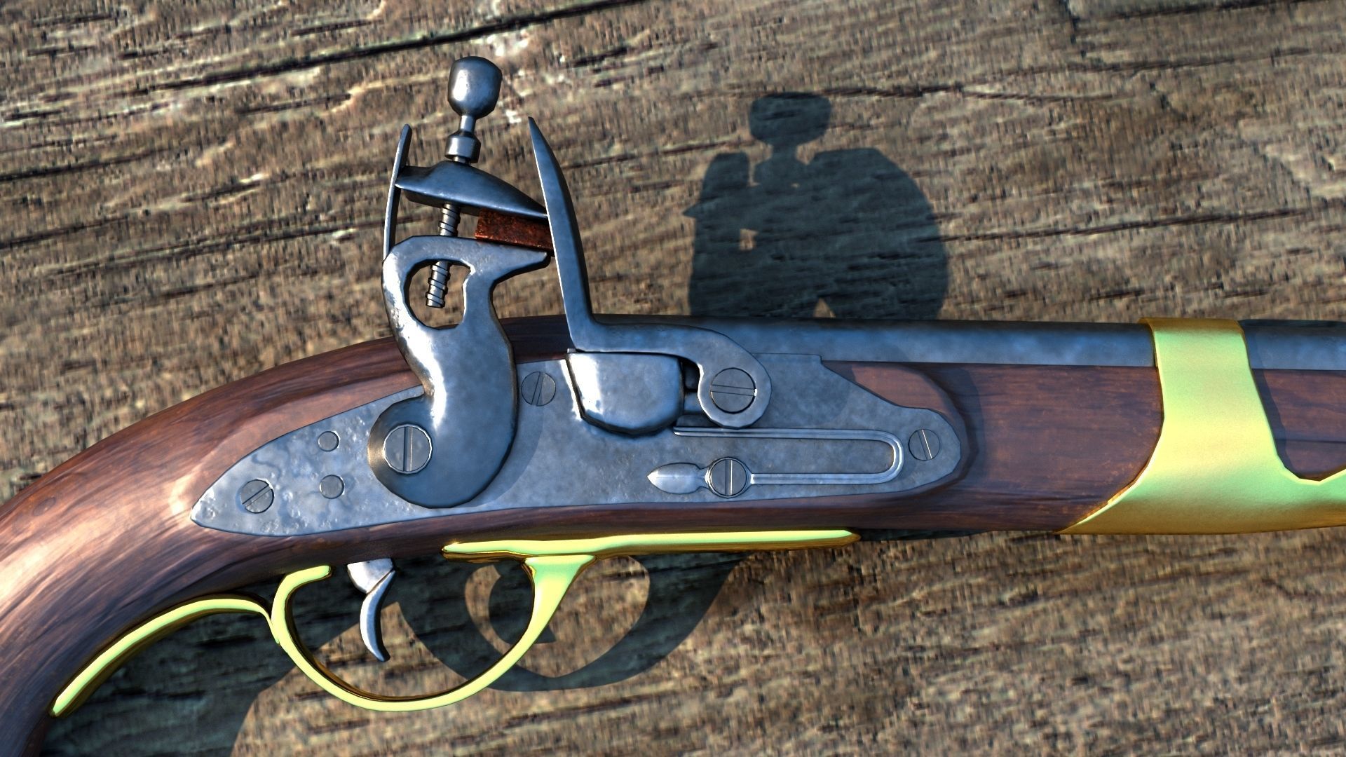 Pistol flintlock 3D model_4