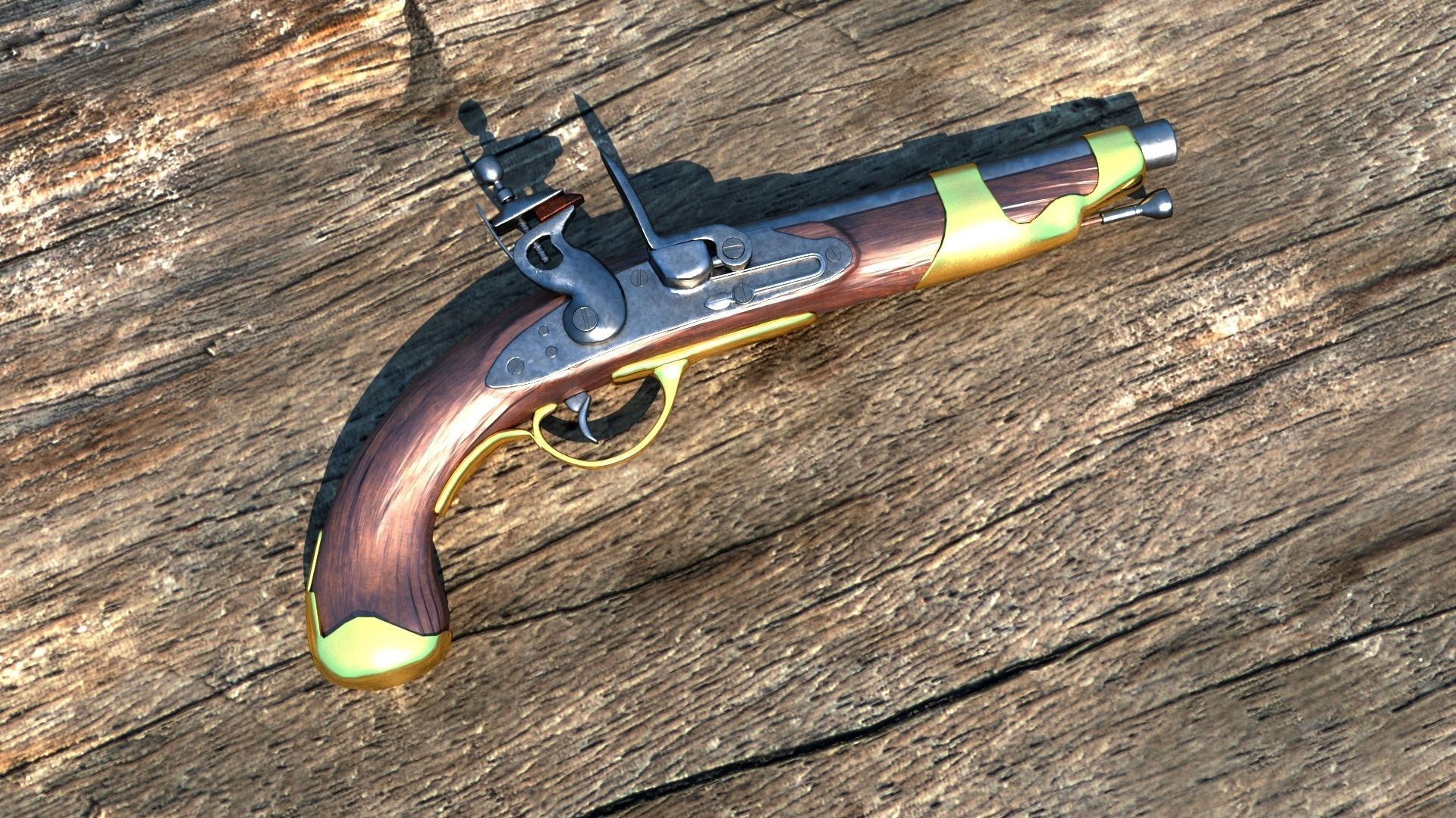 Pistol flintlock 3D model_1