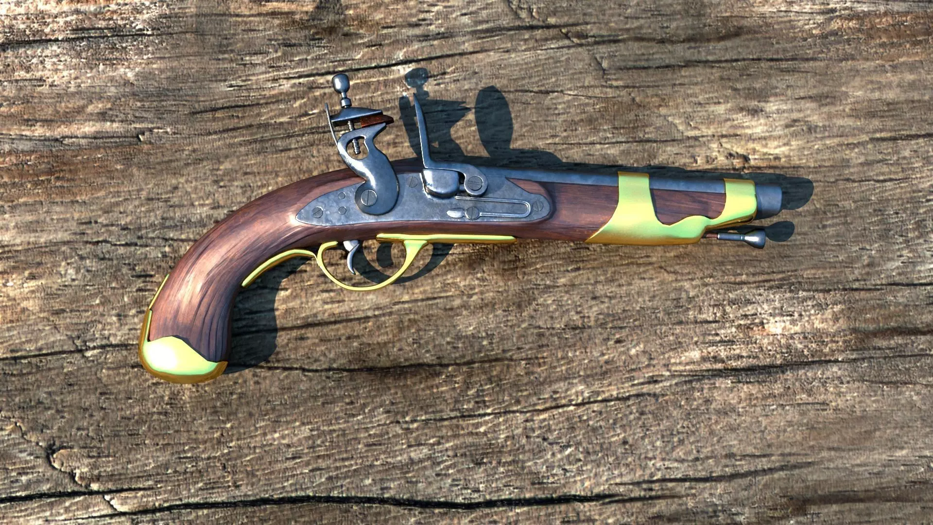 Pistol flintlock 3D model_0