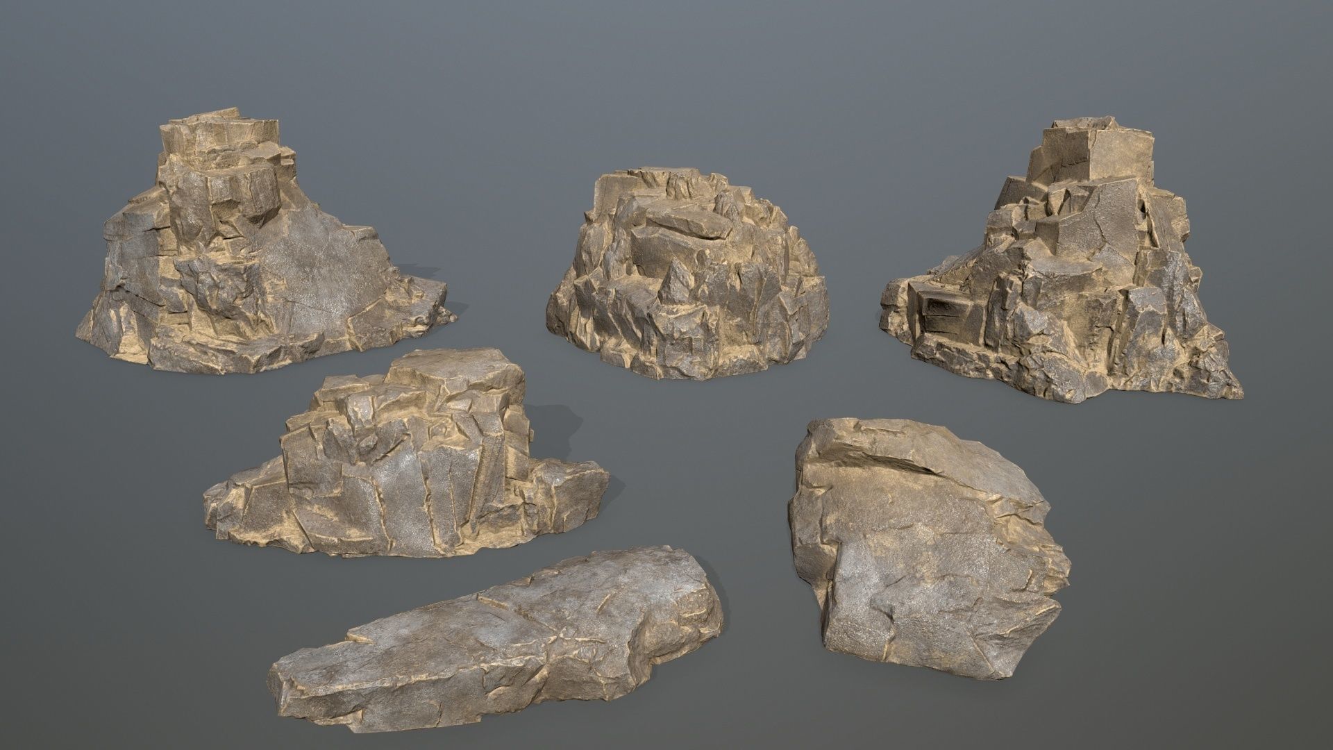 Rock Set Low-poly 3D model_1