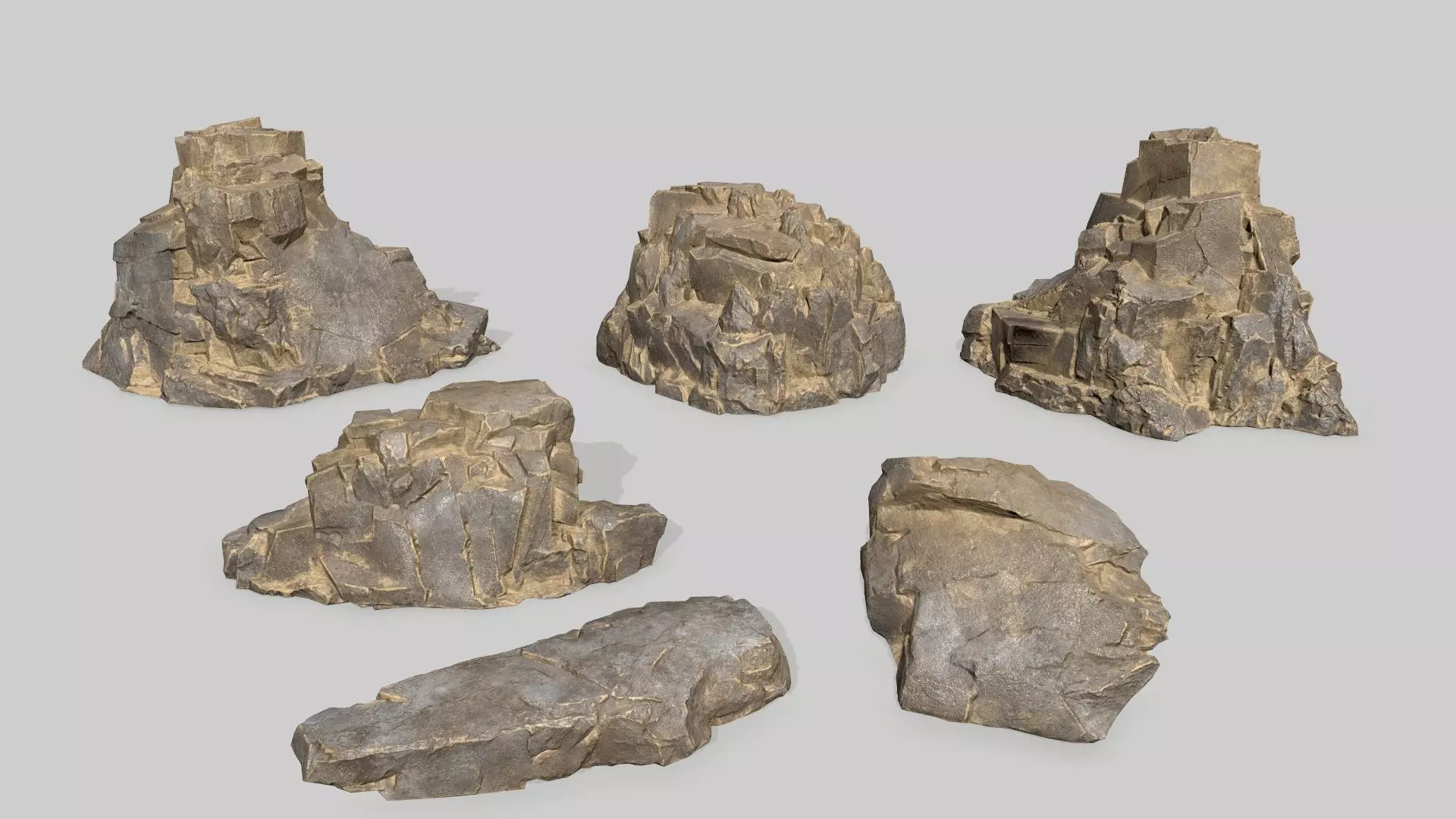 Rock Set Low-poly 3D model_0