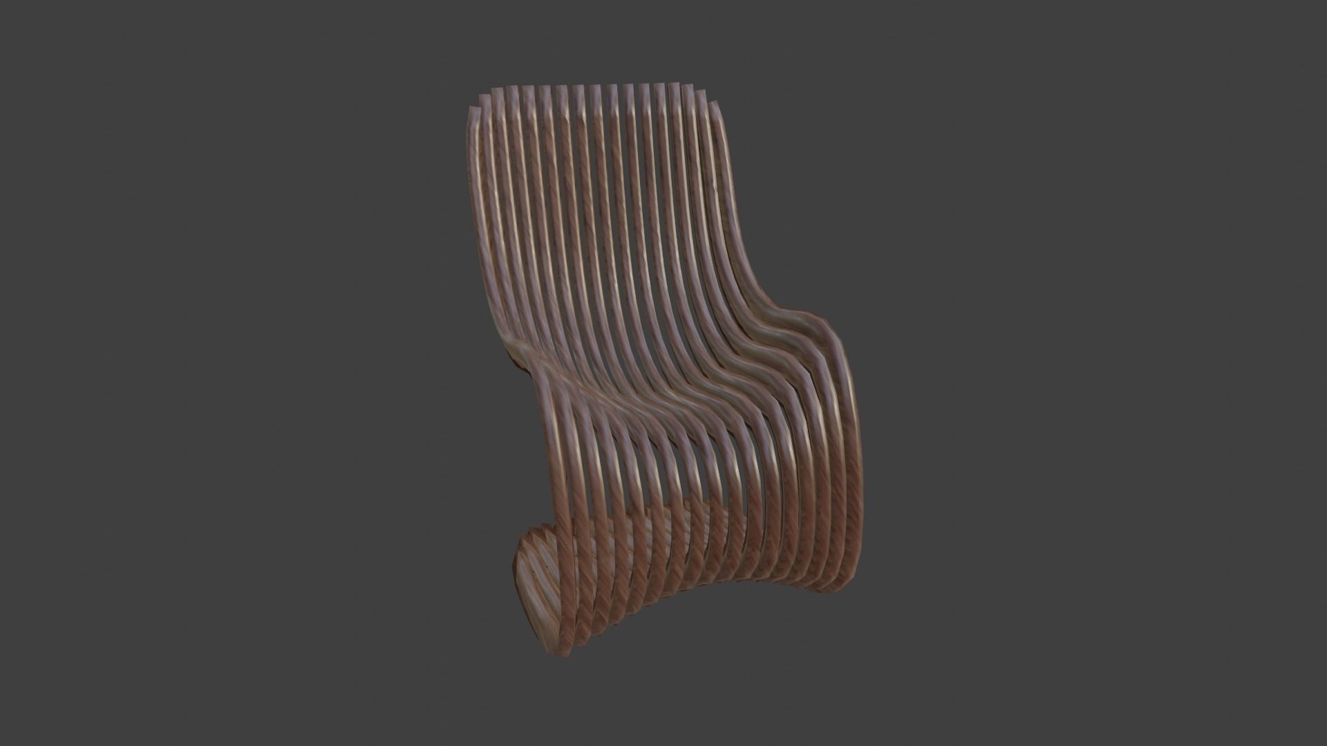 Chair 2 wooden with curved design Low-poly 3D model_1