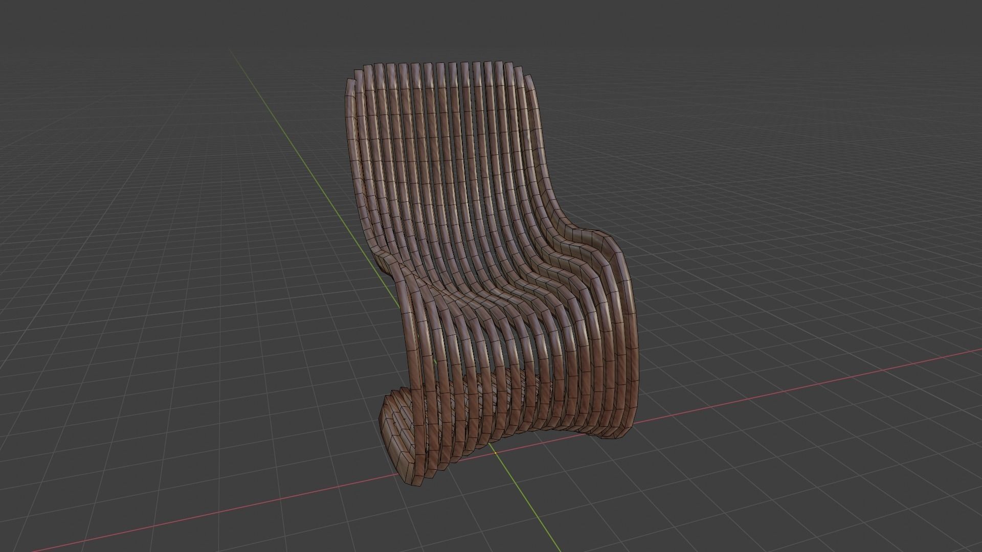 Chair 2 wooden with curved design Low-poly 3D model_2