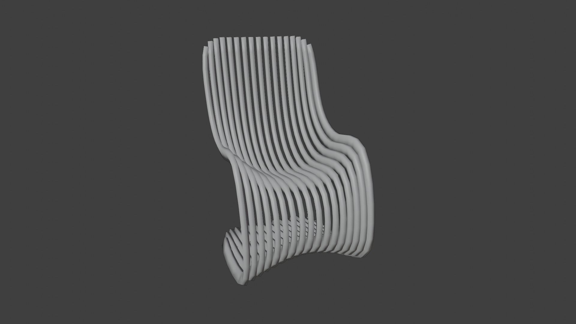 Chair 2 wooden with curved design Low-poly 3D model_3