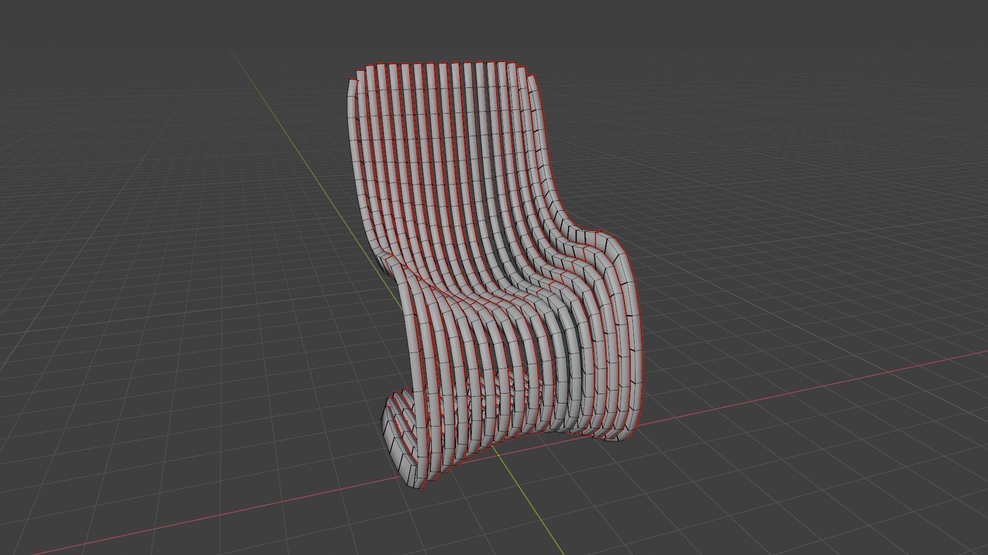 Chair 2 wooden with curved design Low-poly 3D model_4