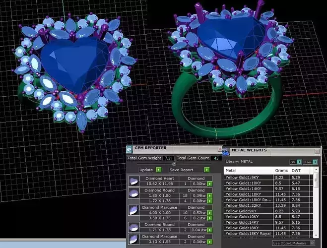 Ring model jewelry Diamond ring design 3D print model 