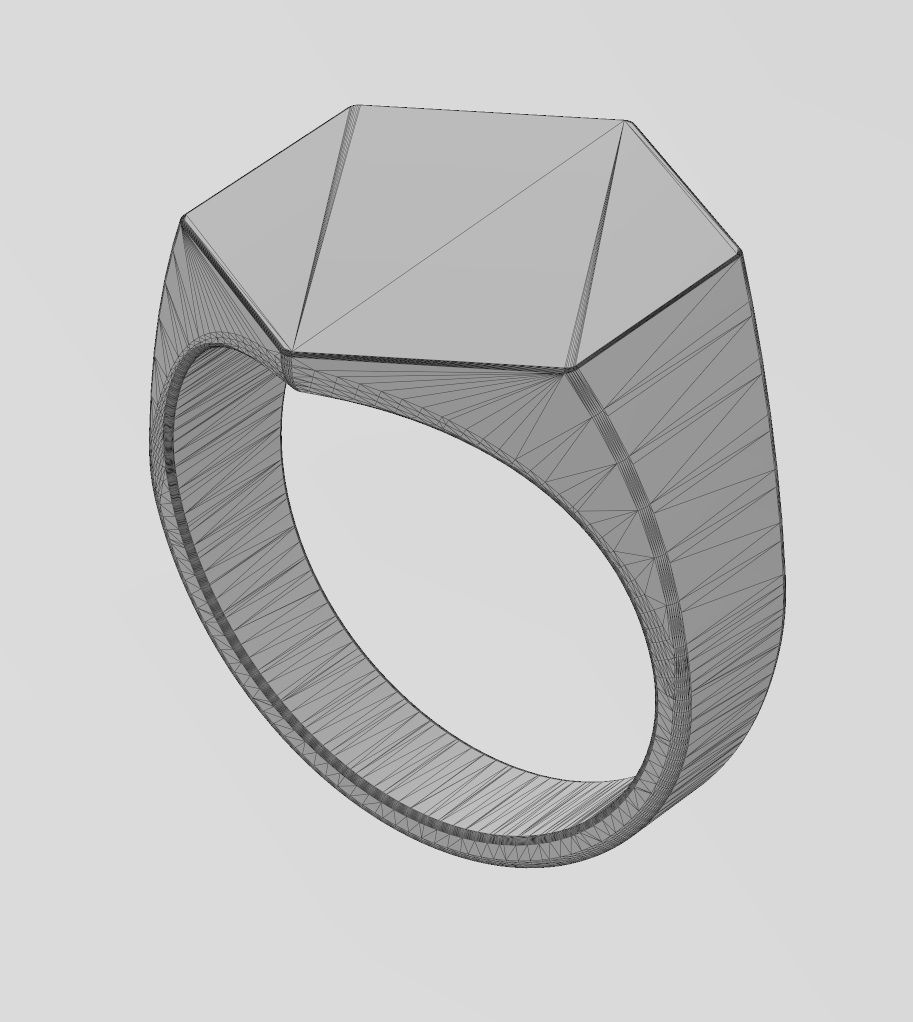 Large Engravble hexagonal signet ring US size 6to13 3D print model_14